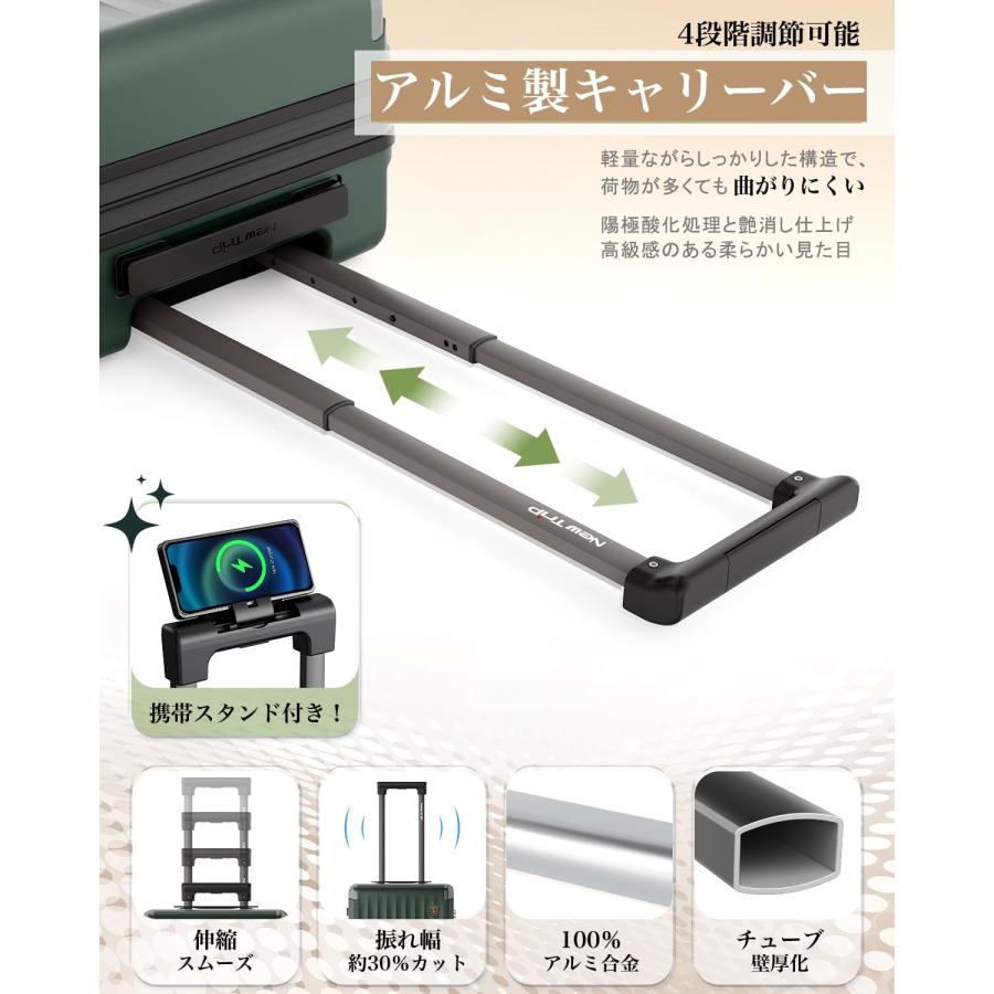 スーツケース キャリーケース 拡張機能付き 両面仕切り PC100%ボディ