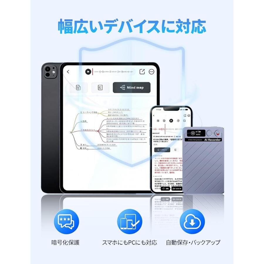 AI ボイスレコーダー ワンタッチ録音 文字起こし ICレコーダー 携帯/PC 