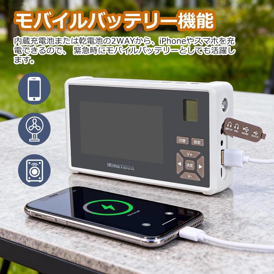 ポータブル テレビ IPX5防水4.3インチ ワンセグ TV 防災ラジオ 単三