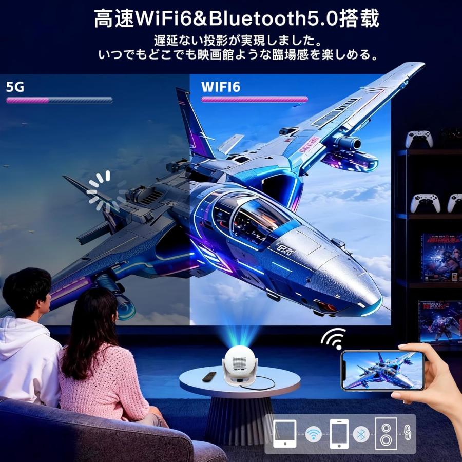 小型プロジェクター Android TV搭載 Netflix対応 ボール型 25000LM 4K