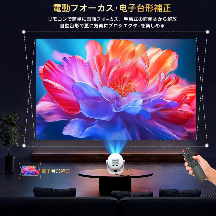 新品 プロジェクター 小型 Android TV搭載 DLP 自動垂直台形補正 小型プロジェクター Android TV搭載 Netflix対応 ボール型 25000LM 4K