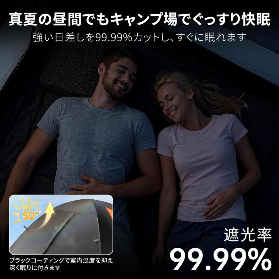 テント 2人用 ブラックコーティング 遮光 遮熱 UVカット 耐水圧5000mm