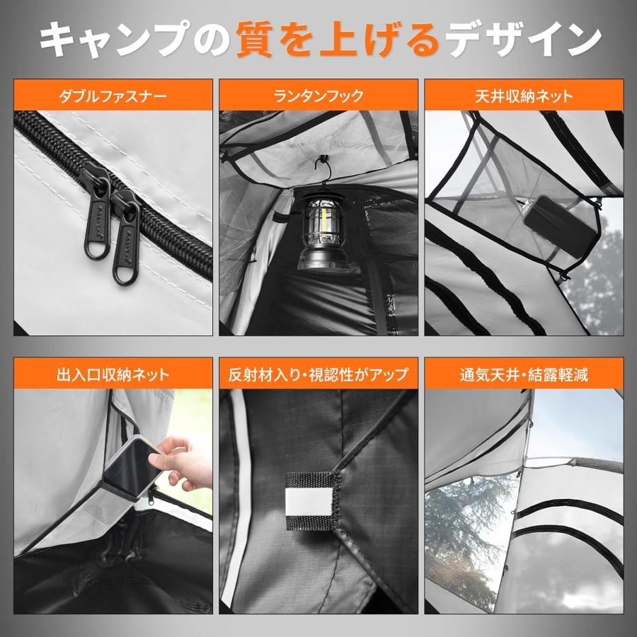 テント 2人用 ブラックコーティング 遮光 遮熱 UVカット 耐水圧5000mm