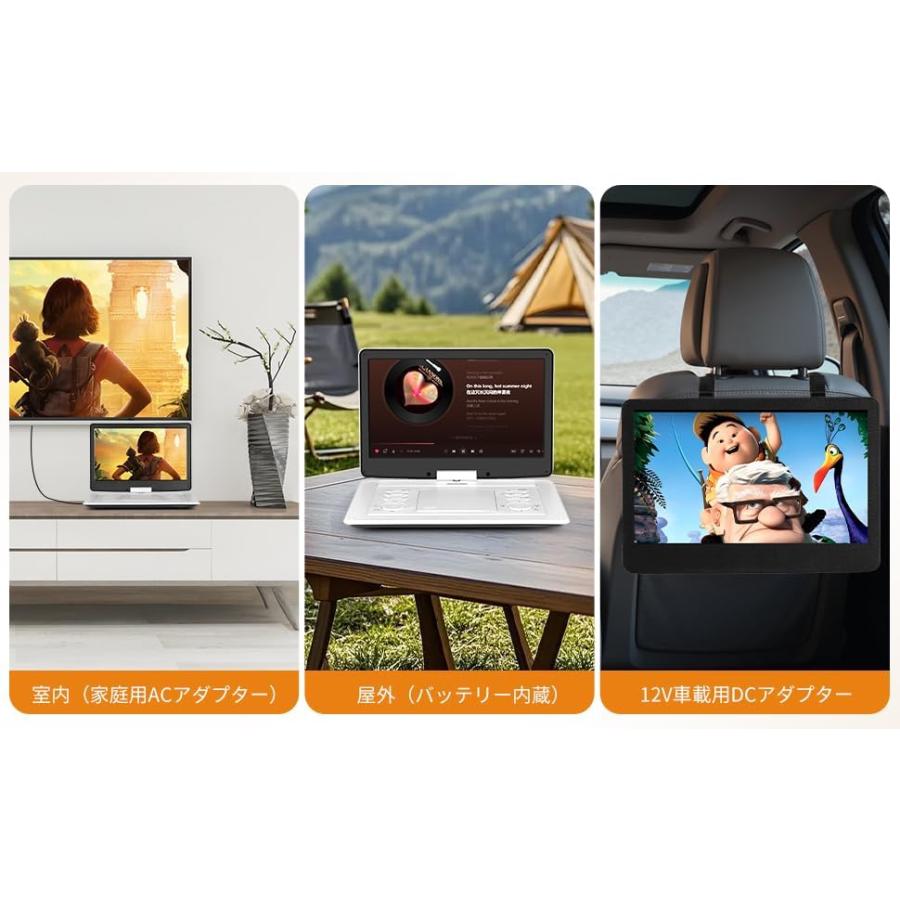 15.6インチ大画面 1080PフルHD ポータブルDVDプレーヤー 1920×1080 視力保護機能搭載 CPRM・USB・SDカード対応 車載シガーソケット給電 断電記憶の画像