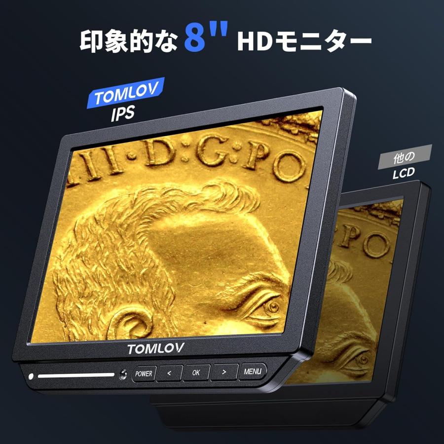 オートフォーカス 4K デジタル顕微鏡 自動焦点 たわみアーム2000X HDMI LCD 電子 8インチ液晶 コイン顕微鏡 52MP 電子修理パッド付き 64GB 自動ピント合わせの画像