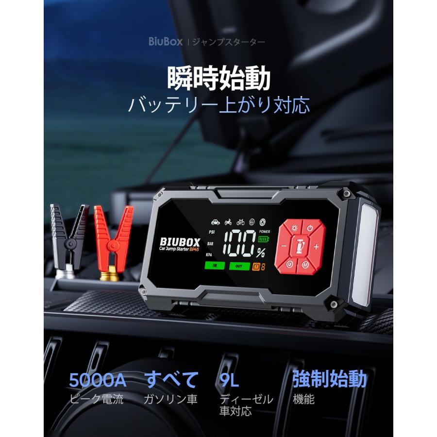 ジャンプスターター 空気入れ 12V車用 エンジンスターター 5000A 