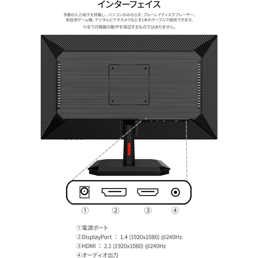 24.5インチ IPSパネル搭載 240Hz/1ms(GTG:OD時/MPRT)対応 フルHD(1920