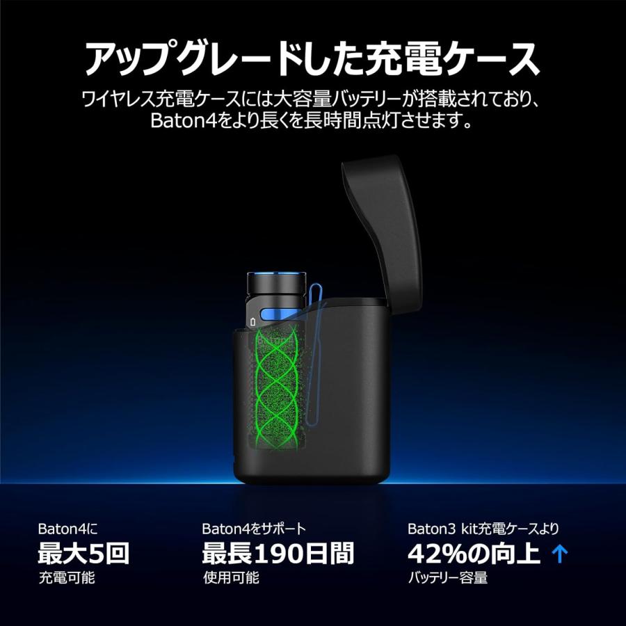 Baton 4 Kitフラッシュライト 1300ルーメン 充電ケース付き 小型 強力 無段階調光 懐中電灯 ハンディライト 充電式 キャンプ用 軽量 IPX8防水 防災 停電対策_4