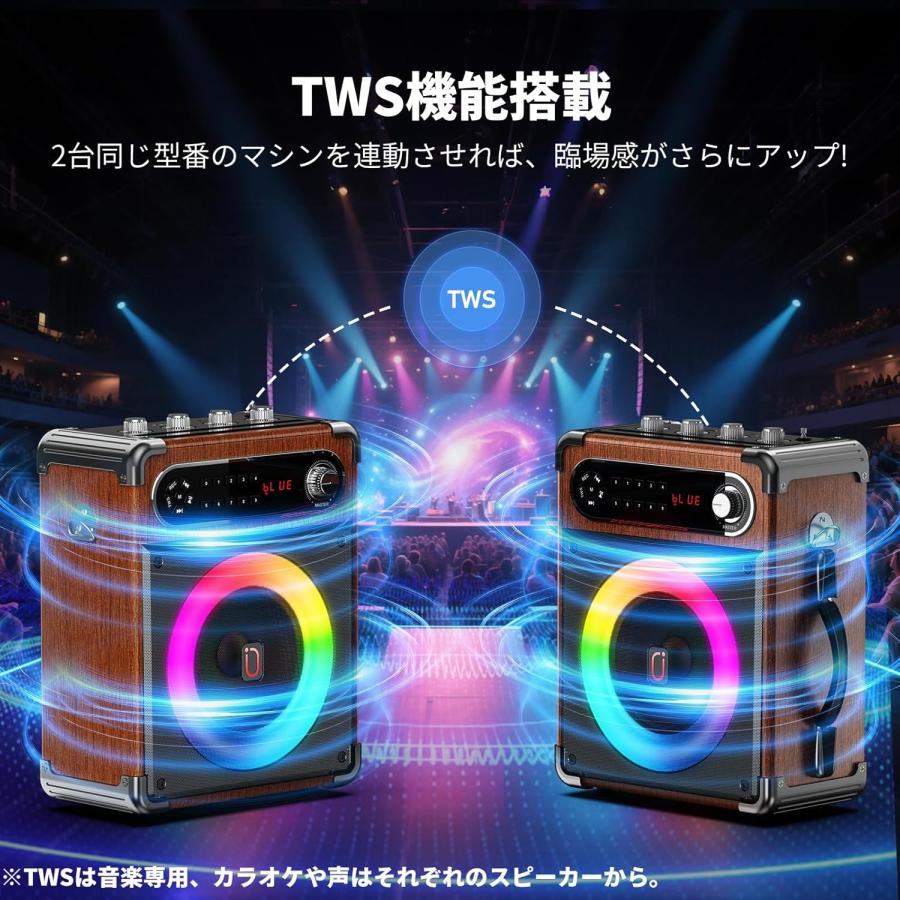 ⭕️カラオケ スピーカーセット⭕️ワイヤレスマイク2本 拡声器 Bluetooth スピーカーセット 拡声器 ワイヤレスマイク2本 Bluetooth 5.3対応 高
