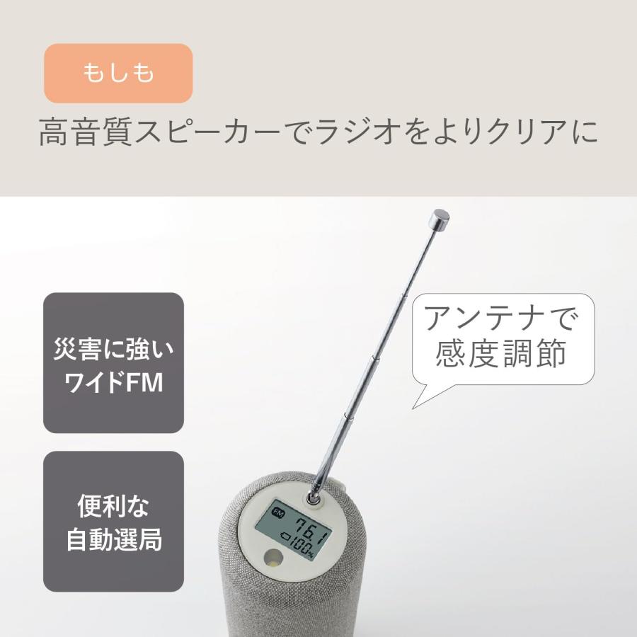 Bluetoothスピーカー ポータブルラジオ ワイドFM対応 手回し充電 スマホ充電 IP44 防塵 防水 小型 防災グッズ CRANKSPEAKER ブラック 9YYA50RH02の画像