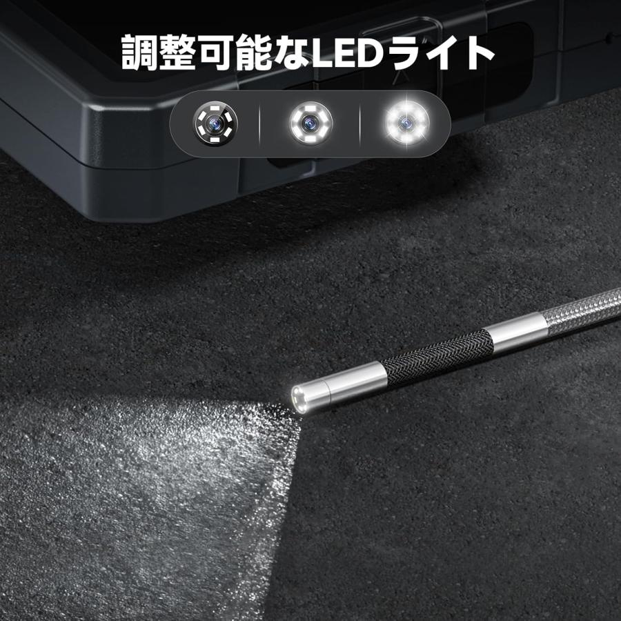 内視鏡カメラ ファイバースコープ 工業用内視鏡 先端可動式工業用内視鏡 5インチ IPS液晶モニター1080P百万画素検査カメラ 防水 32G SDカード 1.55m-3.9mmの画像