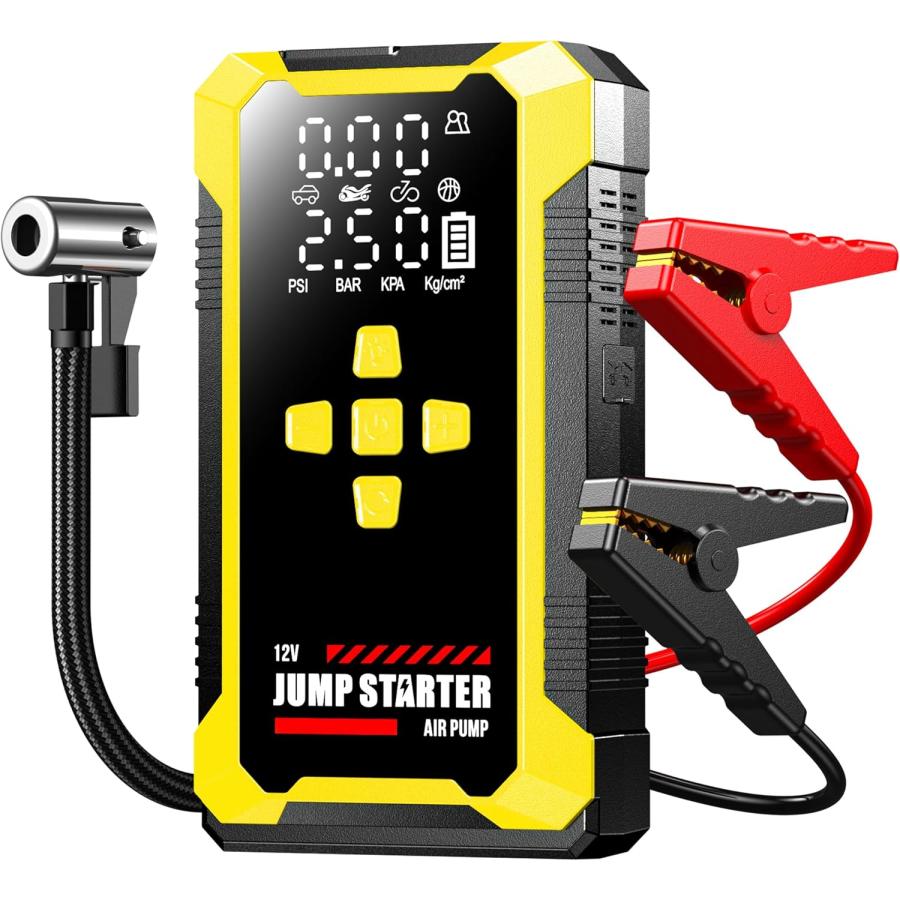 ジャンプスターター 空気入れ付き 7200mAh 12V車用 エアコンプレッサー