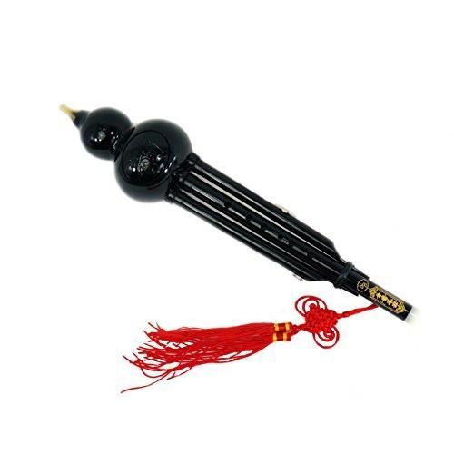 フルス 中国笛 中国瓢箪笛 ケース付 中国伝統楽器 葫芦絲 プラ製 黒