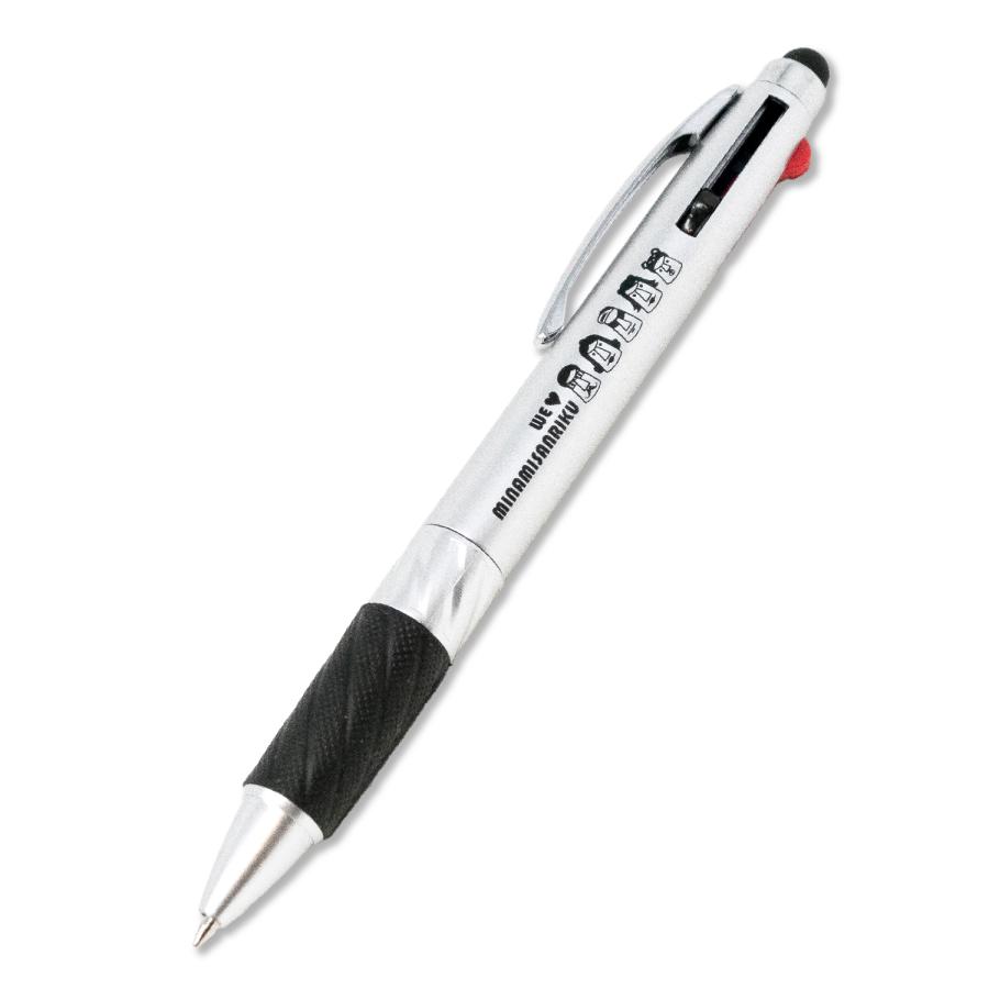 ボールペン　愛用品 南三陸モアイファミリー タッチペン付き3色ボールペン 0.7mm 赤