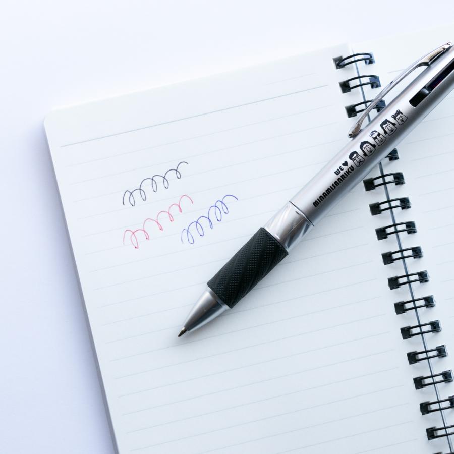 ボールペン　愛用品 南三陸モアイファミリー タッチペン付き3色ボールペン 0.7mm 赤