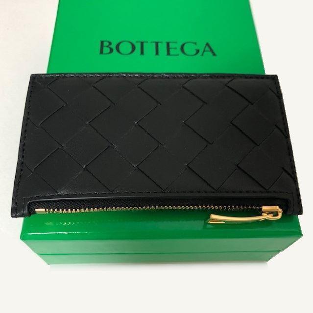 未使用BOTTEGA VENETAカードケースマネークリップ　グリーン ブラック/パラキートカセット マネークリップ付き二つ折り