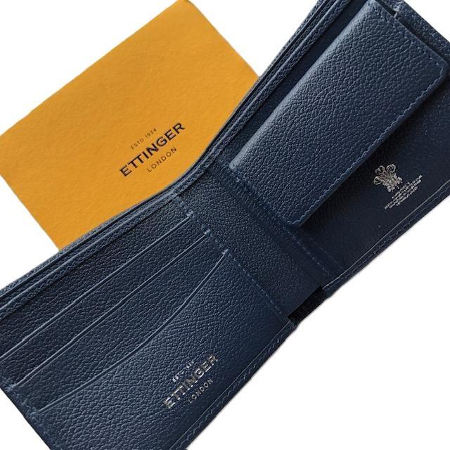 ETTINGER エッティンガー カプラ ネイビー Capra Billfold 3 C/C 二つ折り コインポケット付 財布 ゴートレザー CP141JSの画像