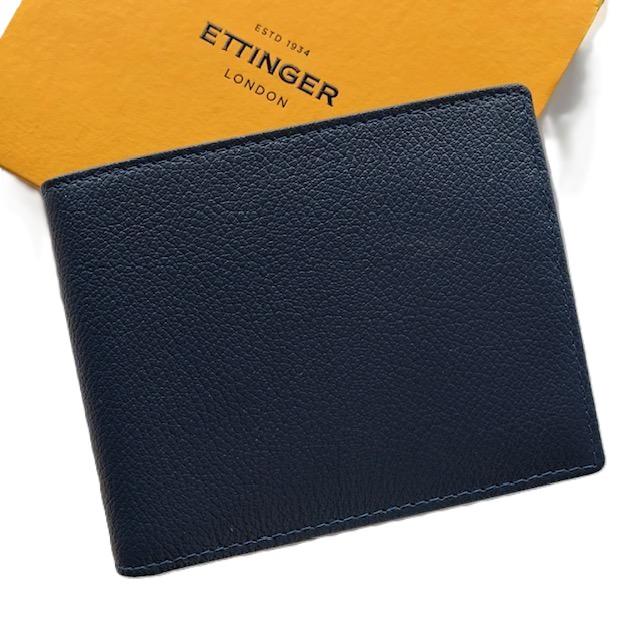 ETTINGER エッティンガー カプラ ネイビー Capra Billfold 3 C/C 二つ折り コインポケット付 財布 ゴートレザー CP141JSの画像