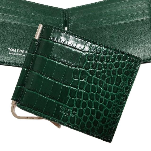 【BIGさま専用】美品 TOM FORD グリーン クロコ型押し マネークリップ TOM FORD（トムフォード） クロコ エンボス マネークリップ グリーン