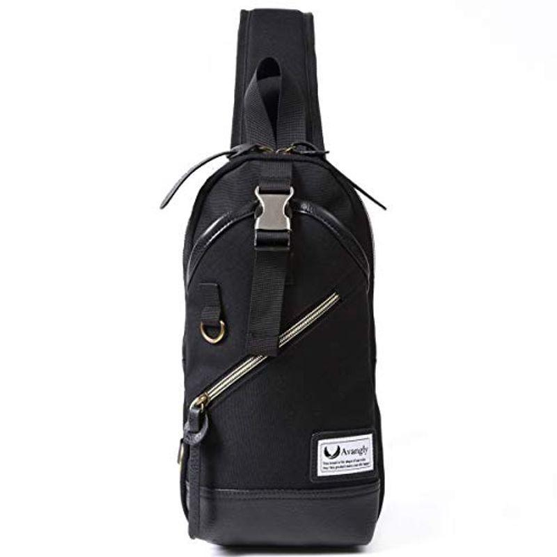 Avangly ボディバッグ ショルダーバッグ 斜めがけ メンズ レディース (ブラック×ブラック)