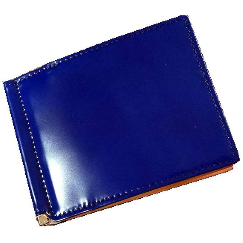 Saint Mode（セイントモード）コードバン(馬尻革)×本ヌメ革 BOX型小銭入れ付マネークリップ (ブルー) Mode セイントモード コードバン 馬尻革 ×本ヌメ革 BOX型小銭入れ付マネークリップ ブルー