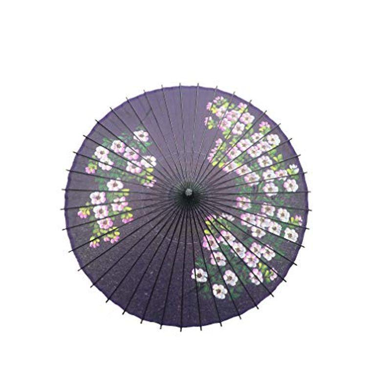 山本竹細工屋 （YAMAMOTOTAKIZAYIKUYA) 和傘 絹傘 桜絵 継柄 踊り傘 (紫)