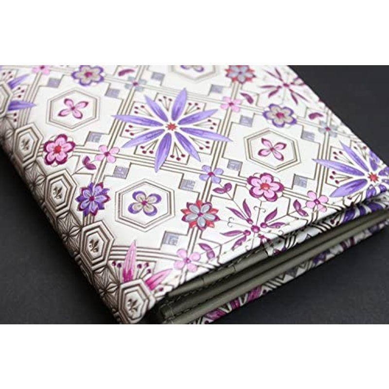 浅草文庫 花菱 日本製 かぶせ 長財布 本革 江戸小紋 小銭入れ有り (BLUE) 花菱 日本製 かぶせ 長財布 本革 江戸小紋 小銭入れ有り BLUE