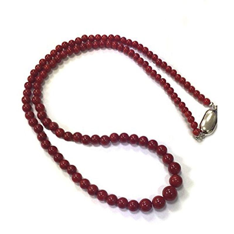 イタリア産 赤 珊瑚 サンゴ 丸玉 3-6.5mm ネックレス シルバー 御守り 幸運 プレゼント