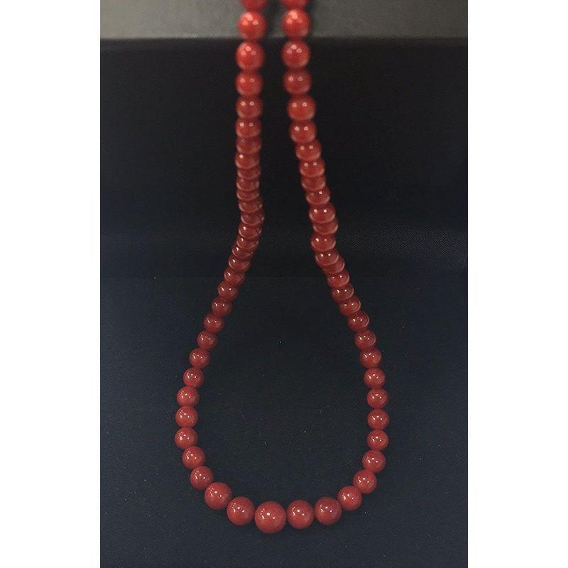 イタリア産 赤 珊瑚 サンゴ 丸玉 3-6.5mm ネックレス シルバー 御守り 幸運 プレゼント レディースアクセサリー