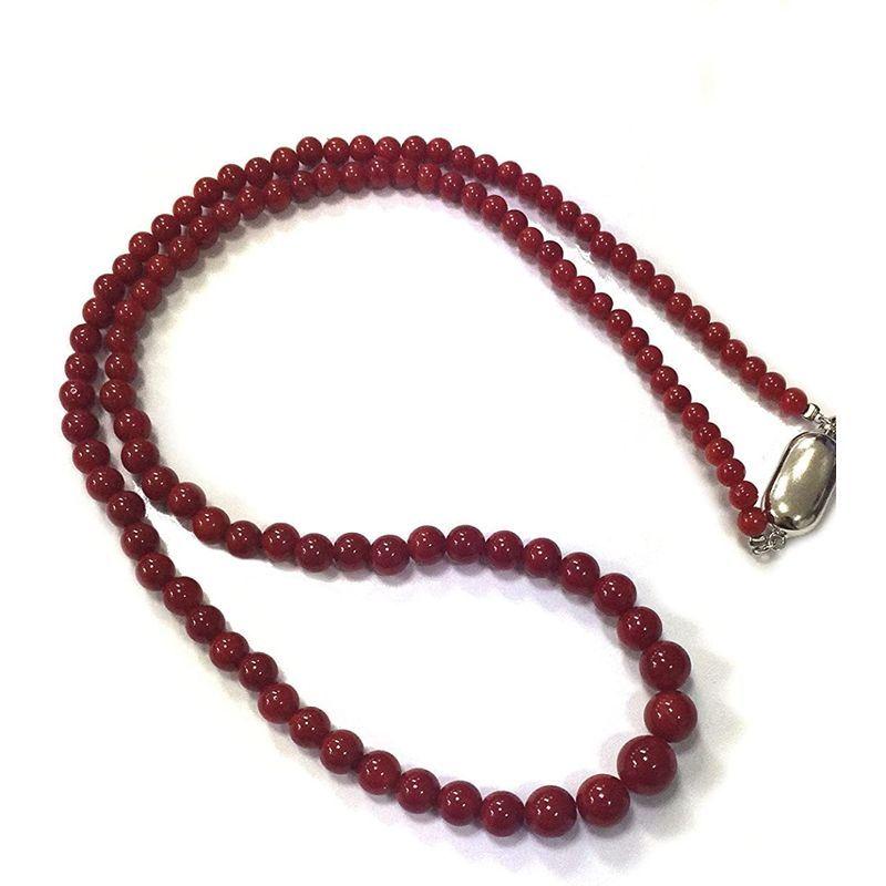 イタリア産 赤 珊瑚 サンゴ 丸玉 3-6.5mm ネックレス シルバー 御守り 幸運 プレゼント レディースアクセサリー