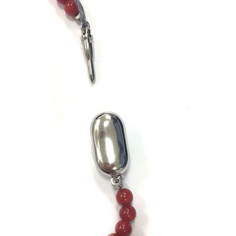 イタリア産 赤 珊瑚 サンゴ 丸玉 3-6.5mm ネックレス シルバー 御守り 幸運 プレゼント レディースアクセサリー