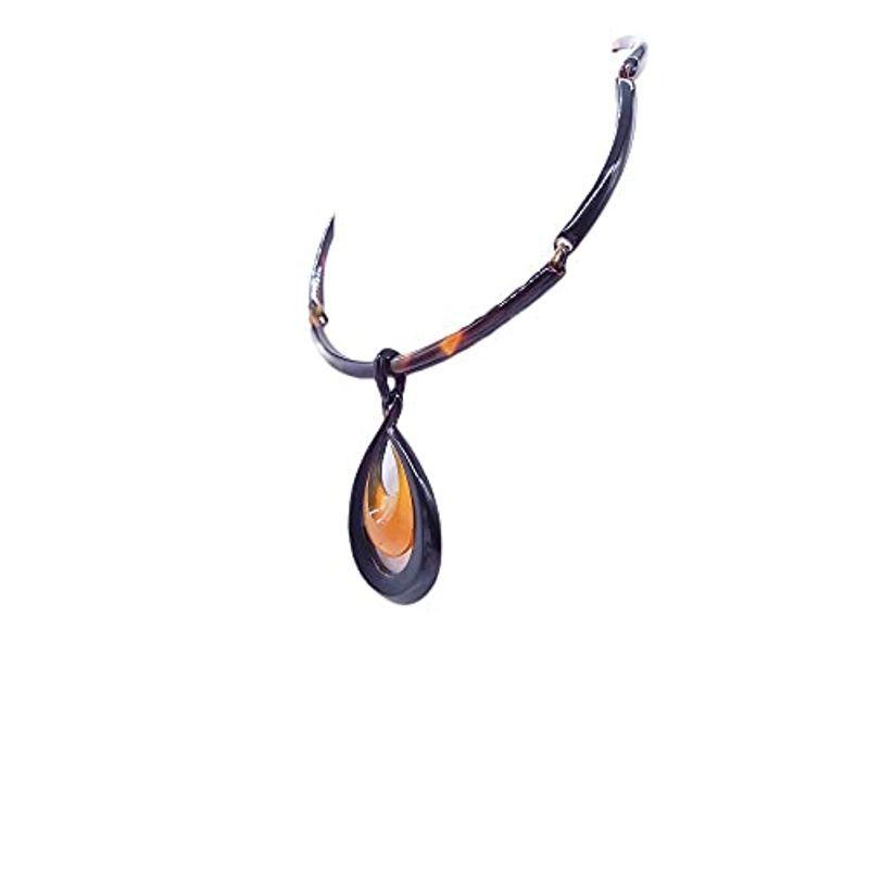 天然工房 べっこう屋さん 本べっ甲 バラフ 白甲 デザイン ペンダント ネックレス （pe-034）