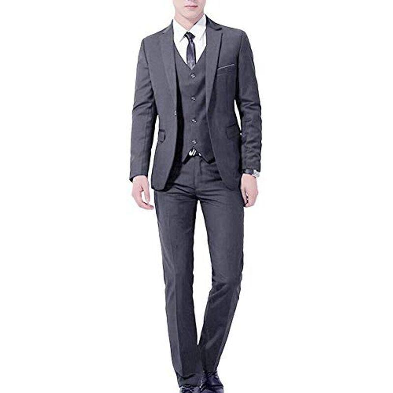 YFFUSHIスーツ メンズ スリーピーススーツ 1つボタン S-4XL ストライプ メンズスーツ 上下セット 無地 スリーピーススーツ ス