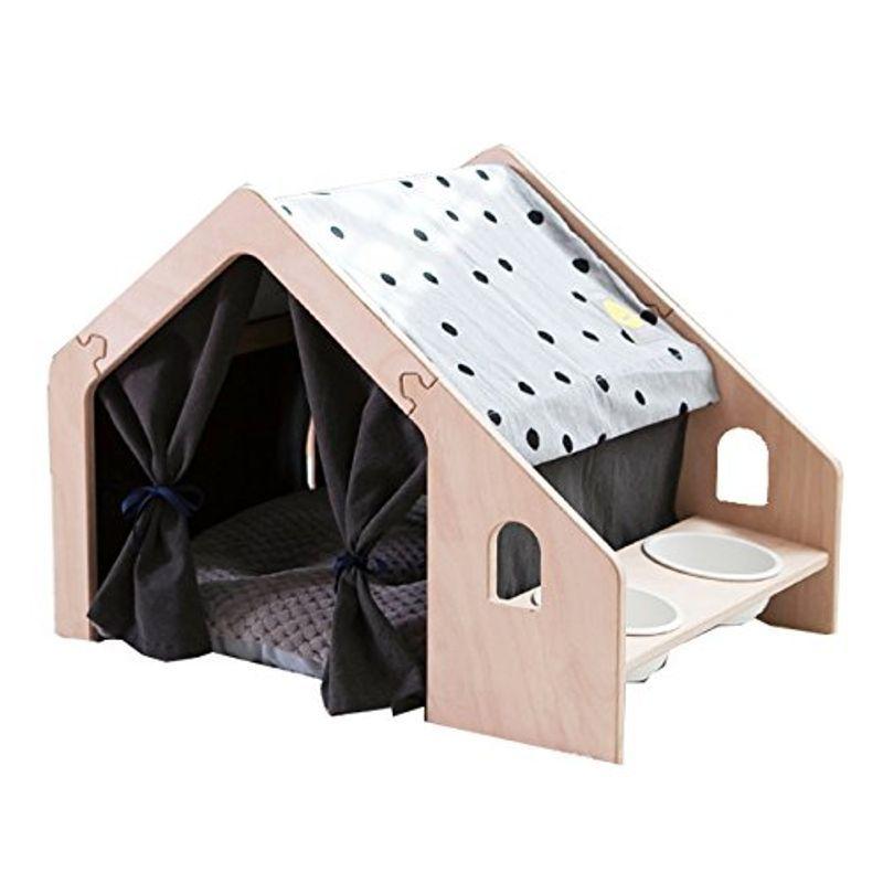 naspa ペットハウス マルチテーブル型 室内用 犬小屋 ストライプ ドッ ブラックドット