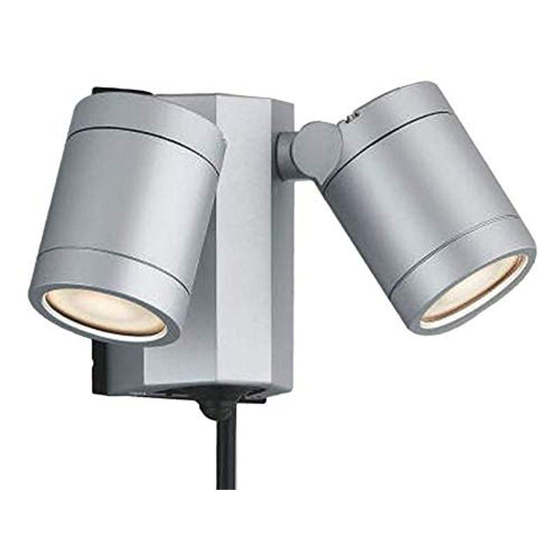 コイズミ照明 アウトドアスポットライト人感センサ付(白熱球60W×2灯相当)シルバーメタリック AU43206L
