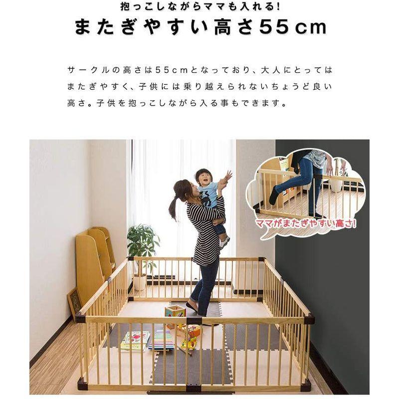 RiZKiZ 木製ベビーサークル 167cm×167cm×55cm ナチュラル 8枚セット 大きさ、形組み換え可能 簡単設置 約 木製ベビーサークル 167cm×167cm×55cm ナチュラル 8枚セット 大きさ 形組み換え可能 簡単設置 サイズ