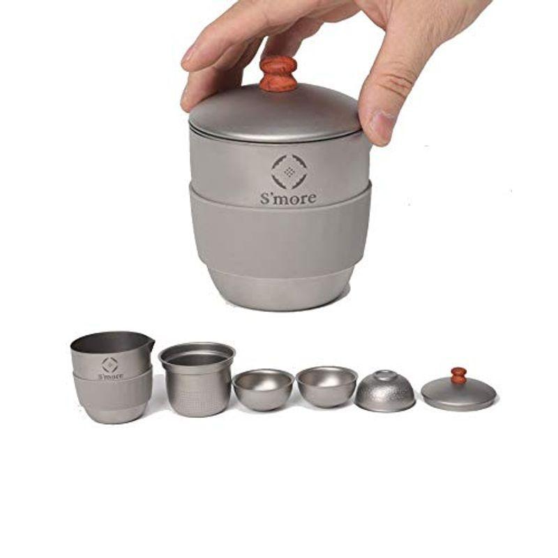 S'more(スモア) Titanium Tea Coze キャンプ ティーポット チタン アウトドア 5点セット ストレーナー カップ コ