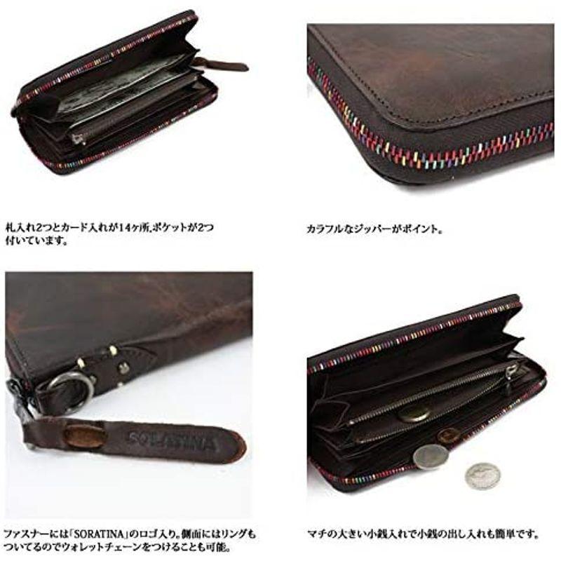 ソラチナ SW-38153 長財布 本馬革 (riri社製ジッパー) ホース メンズ キャメル SW 長財布 本馬革 riri社製ジッパー ホース メンズ キャメル