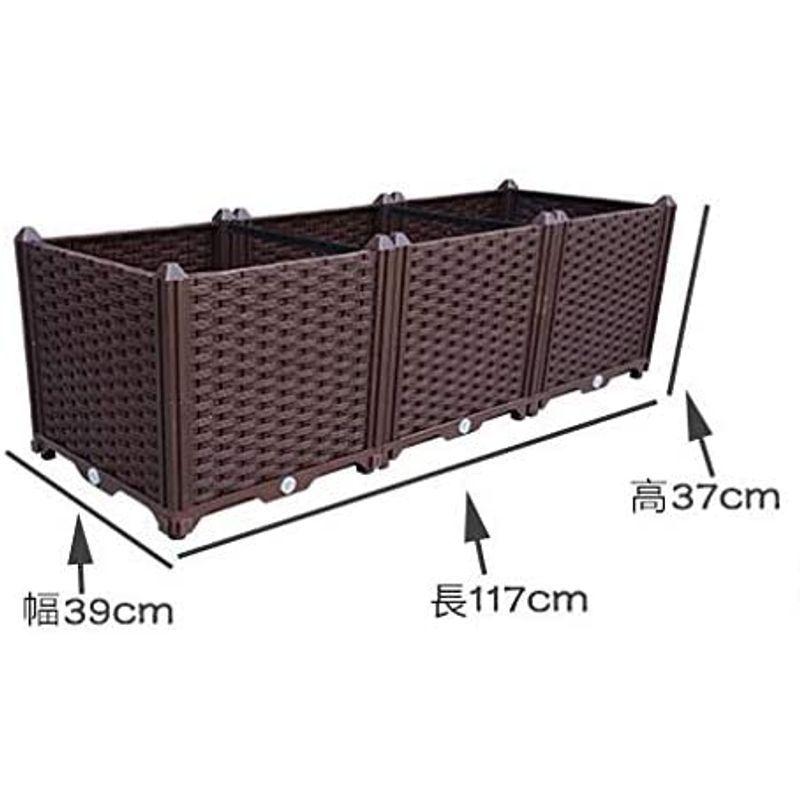 現品発送 Aeon hum 組立式ガーデンボックス プランターボックス プラスチック 園芸 鉢植え入れ 花、植物、野菜栽培 自由組立 滑車付け ブラウ 【H2214751283】(12278円)