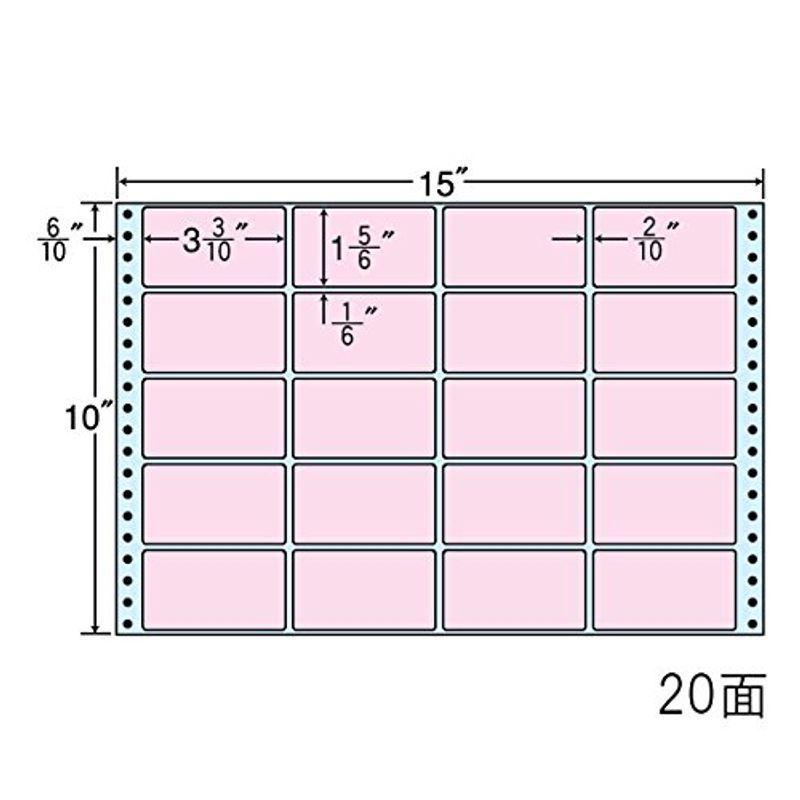 東洋印刷 タックフォームラベル 15インチ ×10インチ 20面付(1ケース500折) M15E-PINK シール、ラベル