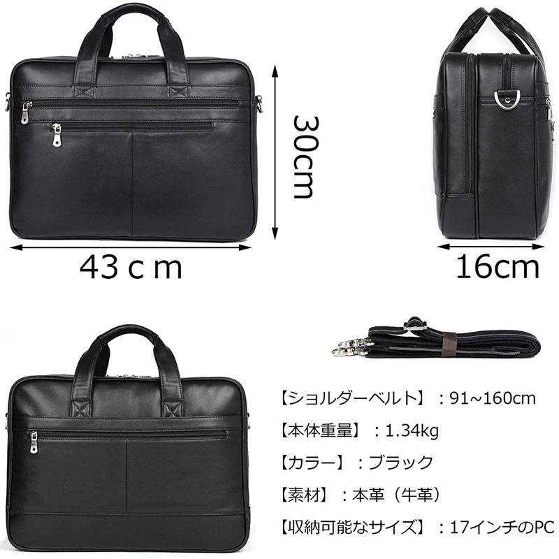 Ariga ビジネスバッグ メンズ 本革 牛革 2way A4対応 自立 大容量 ブリーフケース レザー 通勤 出張 就活 ブラック 牛革 ビジネスバッグ メンズ 本革 2way A4対応 自立 大容量 ブリーフケース レザー 通勤 出張 就活 ブラック サイズ