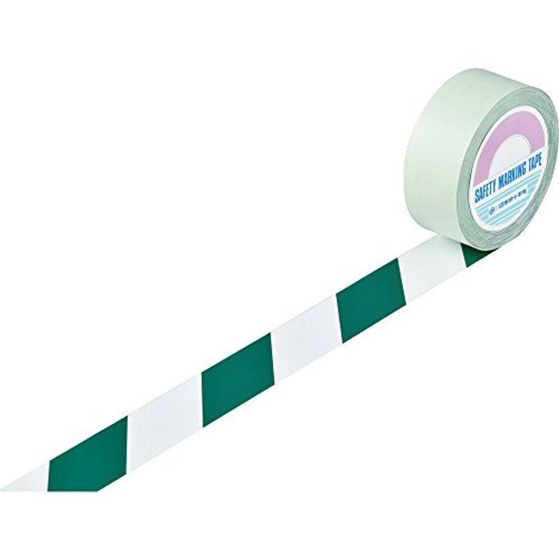 緑十字　ガードテープ(ラインテープ)　白　緑(トラ柄)　148064　ラインテープ　50mm幅×100m