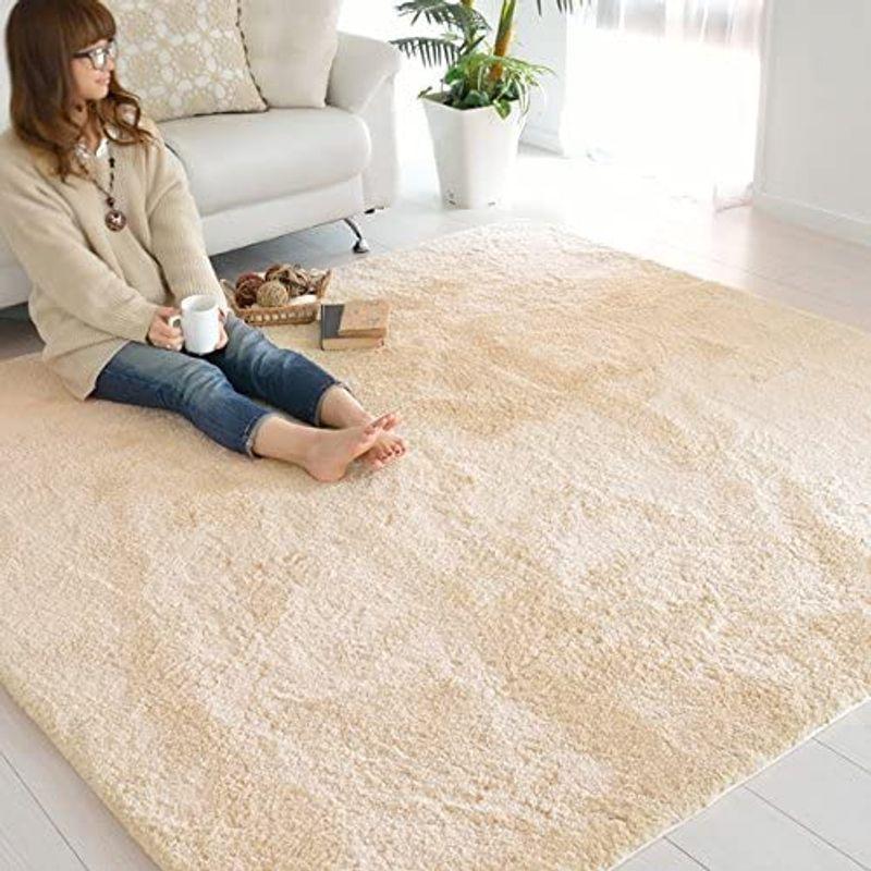 【ラスト1点】 なかね家具 ムートン調ラグ ふわふわタッチ ホットカーペット対応 日本製 ベージュ 200×200 123mua 【3294589308】(18266円)