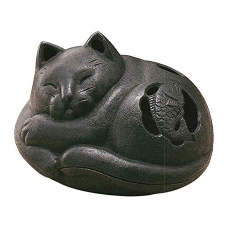 岩鋳 Iwachu 蚊遣り ネコ 黒 18×16×H12cm 南部鉄器 18310