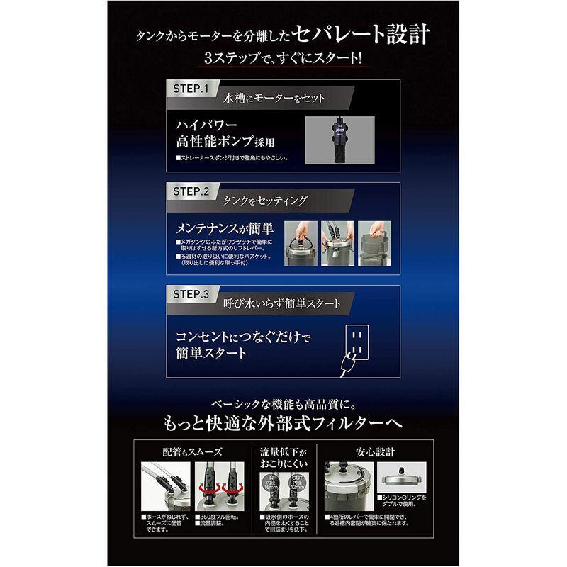 GEX AQUA FILTER メガパワー6090 セパレート設計 呼び水いらず簡単スタート 外部式フィルター 適合水量約60~160L AQUA FILTER メガパワー6090 セパレート設計 呼び水いらず簡単スタート 外部式フィルター 適合水量約60 160L