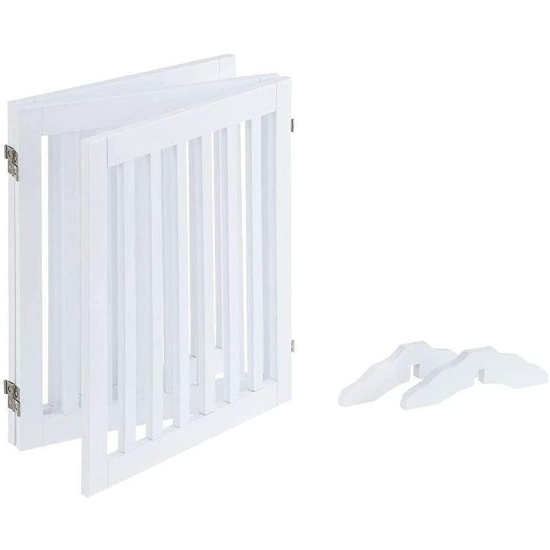 unipaws 木製犬用ゲート、折り式バリア、ペット用家具フェンス 、白い 木製犬用ゲート 折り式バリア ペット用家具フェンス 白い