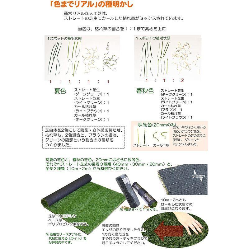 現品発送 ガーデンガーデン 色までリアルなロール人工芝 やわらかタイプ 春秋色 芝丈20mm 幅1m×10mロール 自然反射加工 安全性検査済 FME 【2045228112】(11340円)