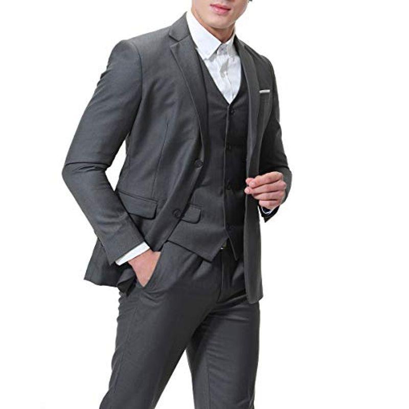 Yunclos M スーツ 3ピーススーツ ダックグレー M セット スーツメンズ メンズスーツ スーツ フォーマル 卒業式スーツ Moanashop スーツ ビジネススーツ スリーピ セット オンラインストア早割