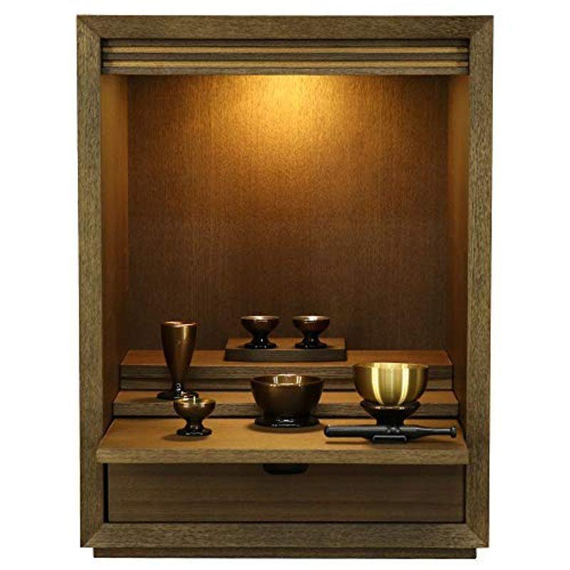 扉なしミニ仏壇 「ワルツ」 16号 ウォールナット 突板 高さ48.5cm 16号W