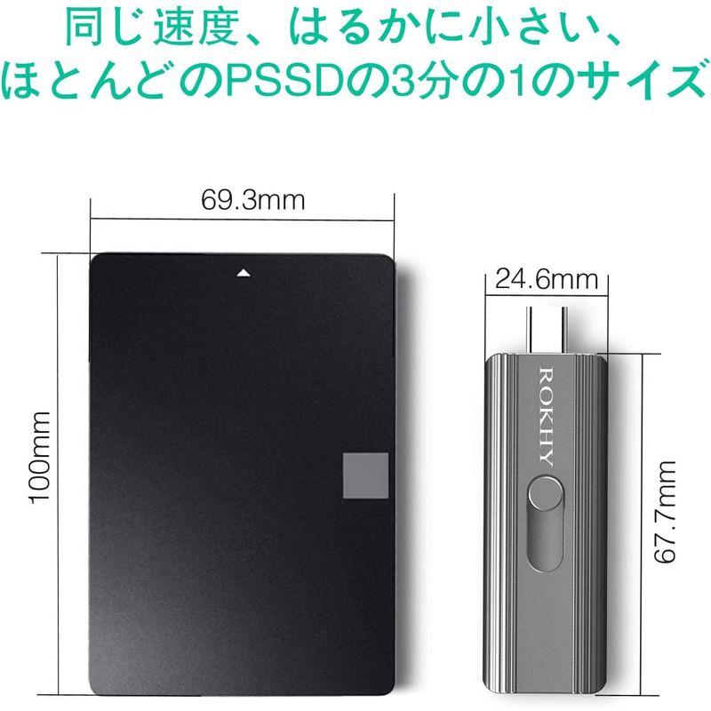 ROKHY USB 3.0 Type C Flash Drive (500GB， Space Gray(PSSD， USB+